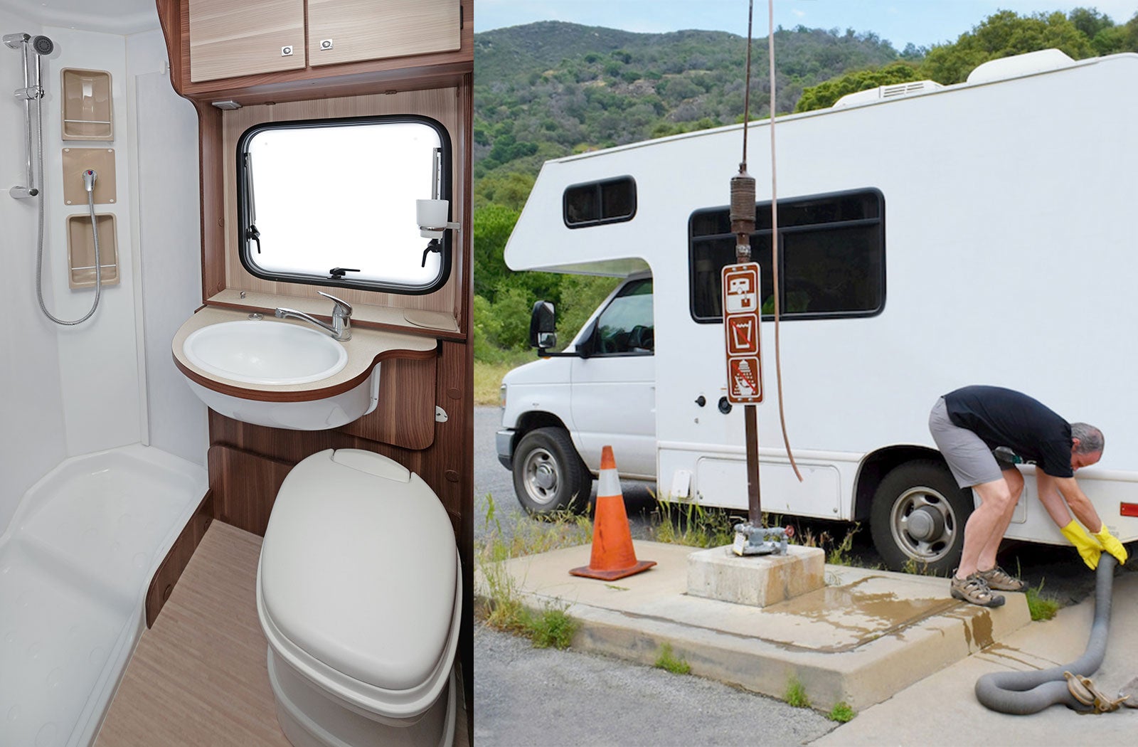 Portable RV/camper toilet and holding tank setup in Kannapolis, North Carolina