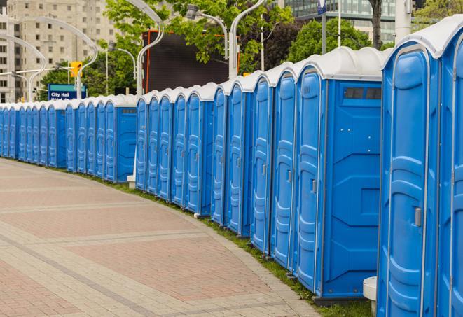 Seasonal porta potty units set up at a Kannapolis, North Carolina venue